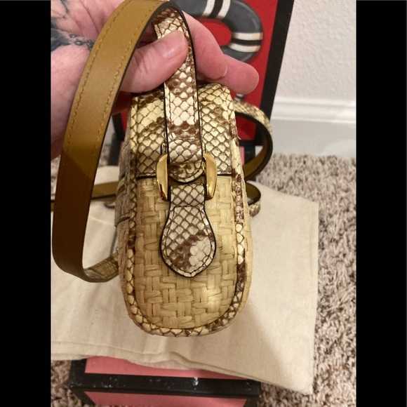 🐍🆕GUCCI Raffia Watersnake Mini Ophidia Shoulder Bag Beige 🆕🐍 - Picture 5 of 15
